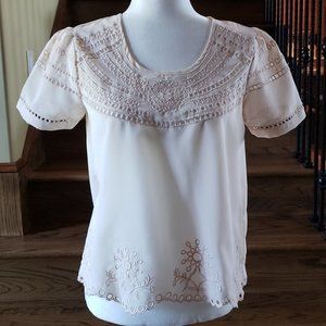 Between Me & You Sheer Embroidered Top